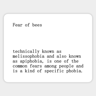 Fear of bees definition Sticker